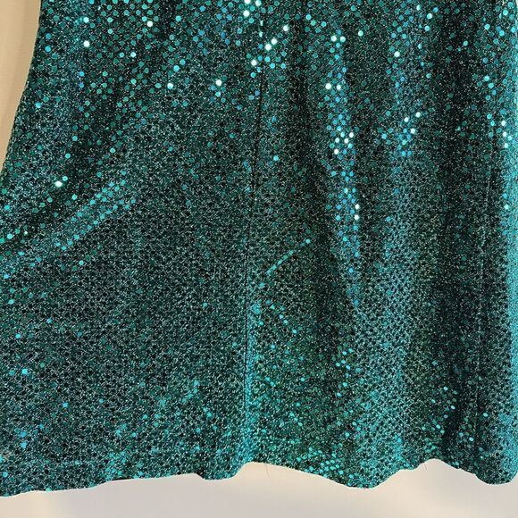 VTG All That Jazz Sequin Turquoise Sleeveless Dance Dress | SZ 5/6/Small - Picture 10 of 12